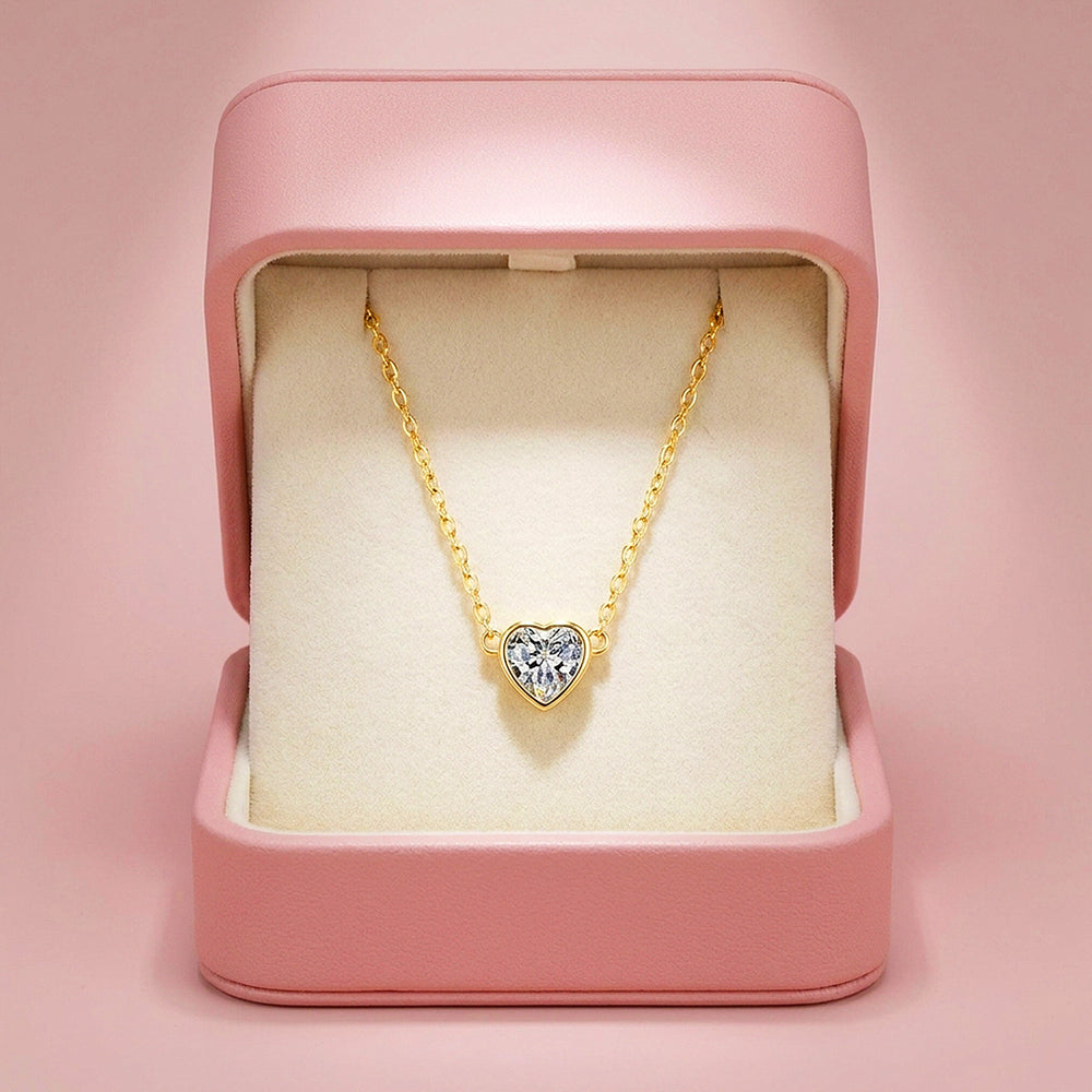 Heart Bezel Moissanite Necklace | PRM2066