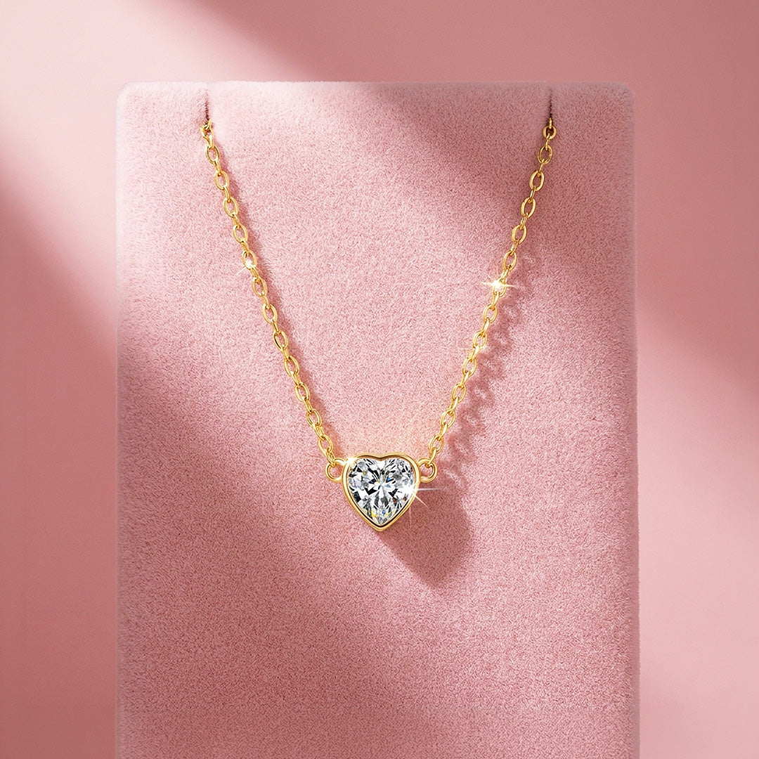 Heart Bezel Moissanite Necklace | PRM2066