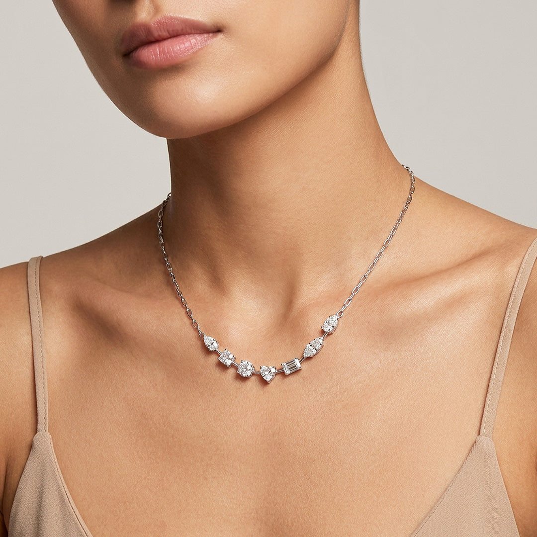 Multi-Cut Moissanite 925 Silver Necklace | PRM2068