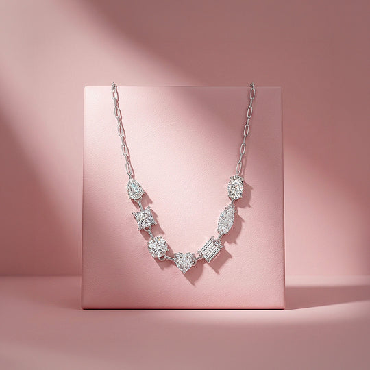 Multi-Cut Moissanite 925 Silver Necklace | PRM2068