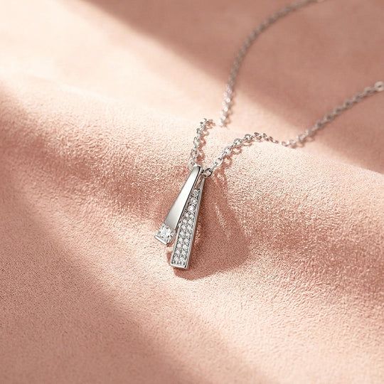 Dual Bar Drop Moissanite 925 Silver Pendant Necklace | PRM2082