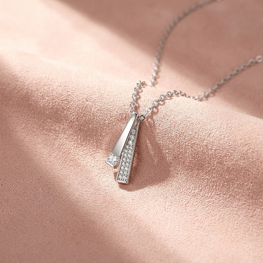 Dual Bar Drop Moissanite 925 Silver Pendant Necklace | PRM2082