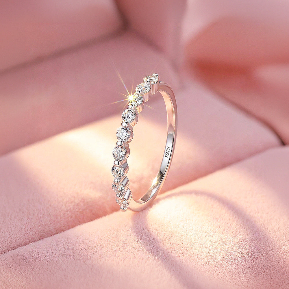 Graduated Bezel Eternity Ring | Moissanite | 925 Sterling Silver | Prm5002