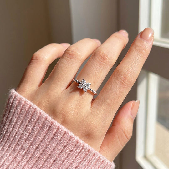 Four-Leaf Clover Cluster Ring | Moissanite | 925 Sterling Silver | Prm5004