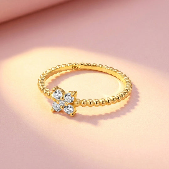 Four-Leaf Clover Cluster Ring | Moissanite | 925 Sterling Silver | Prm5004