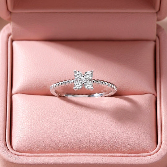 Four-Leaf Clover Cluster Ring | Moissanite | 925 Sterling Silver | Prm5004