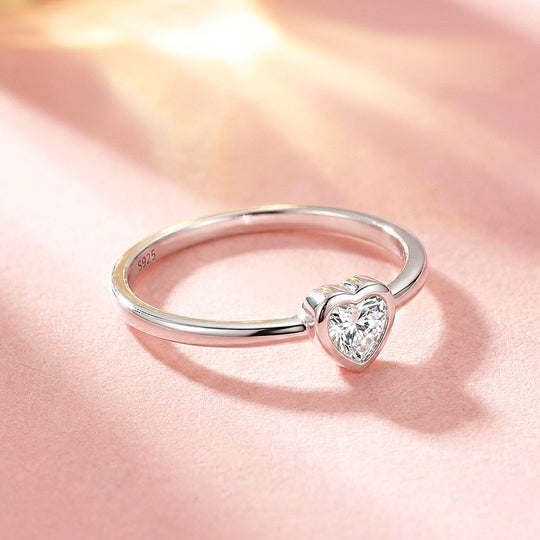 Heart Bezel Solitaire Ring | Moissanite | 925 Sterling Silver | Prm5005