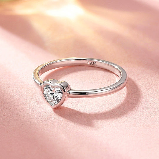 Heart Bezel Solitaire Ring | Moissanite | 925 Sterling Silver | Prm5005