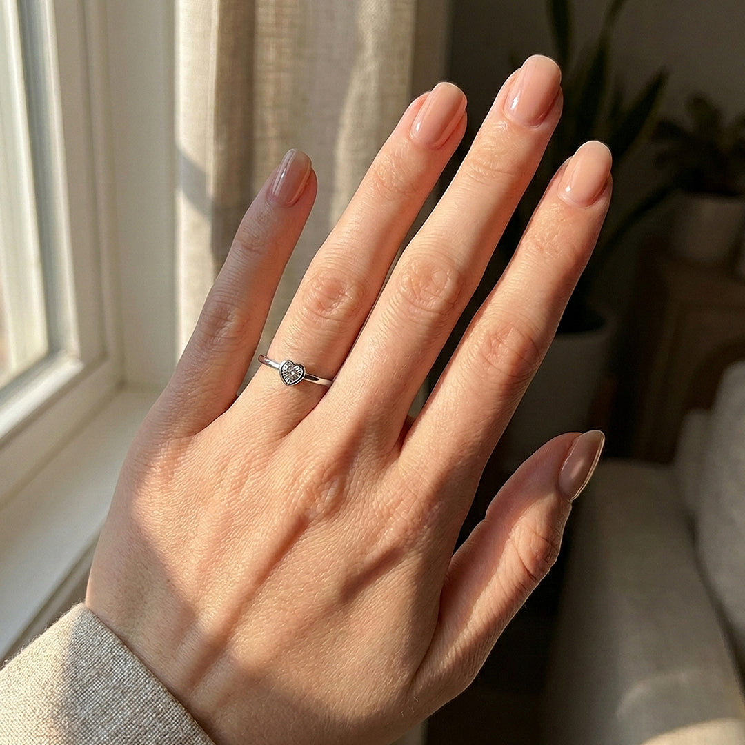 Heart Bezel Solitaire Ring | Moissanite | 925 Sterling Silver | Prm5005