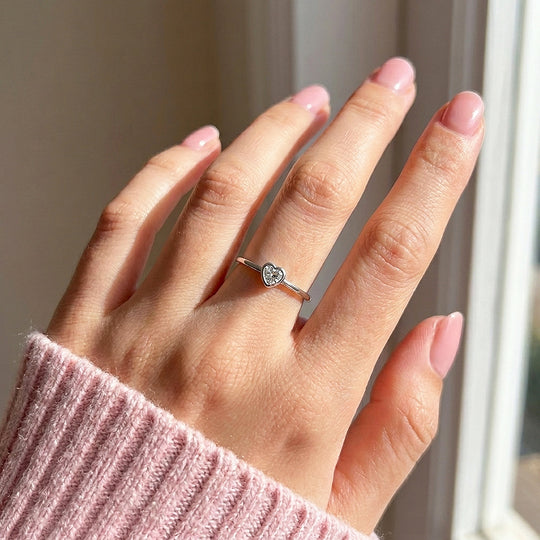 Heart Bezel Solitaire Ring | Moissanite | 925 Sterling Silver | Prm5005