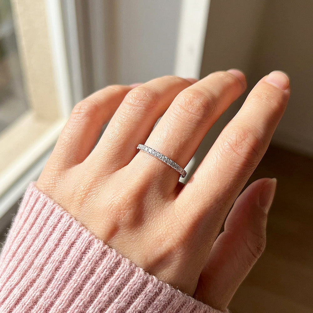 Pavé Eternity Band Ring | Moissanite | 925 Sterling Silver | Prm5032