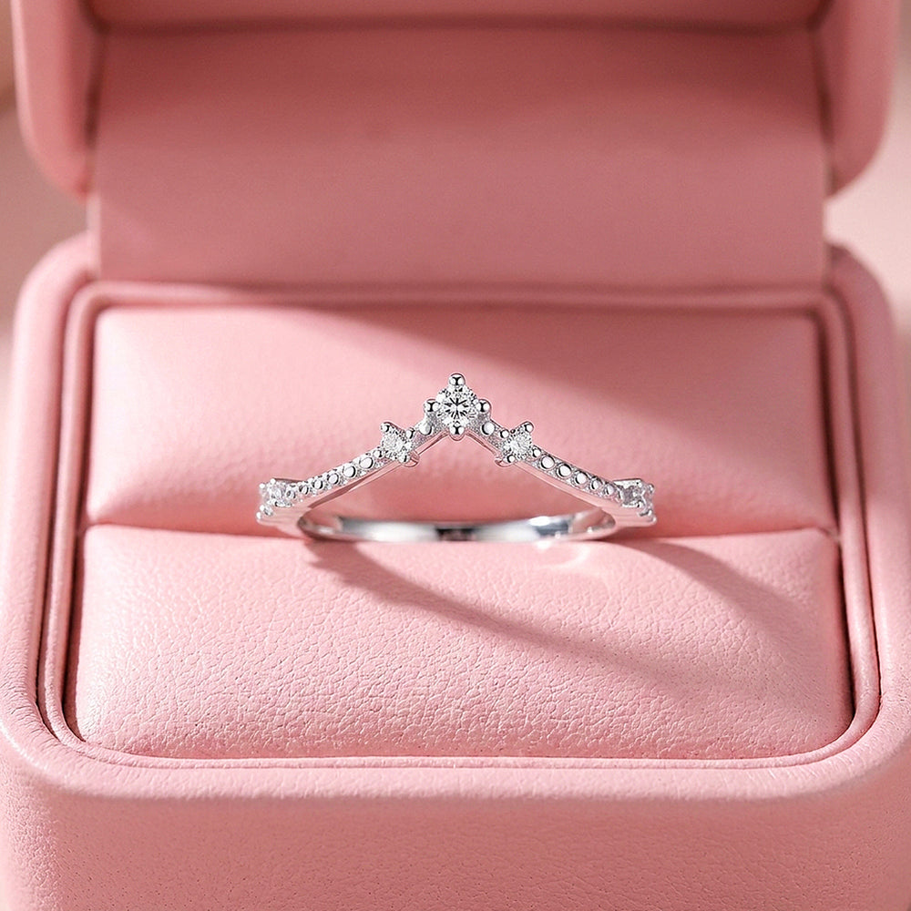 Chevron Wishbone Cluster Ring | Moissanite | 925 Sterling Silver | Prm5009