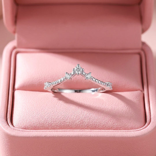Chevron Wishbone Cluster Ring | Moissanite | 925 Sterling Silver | Prm5009