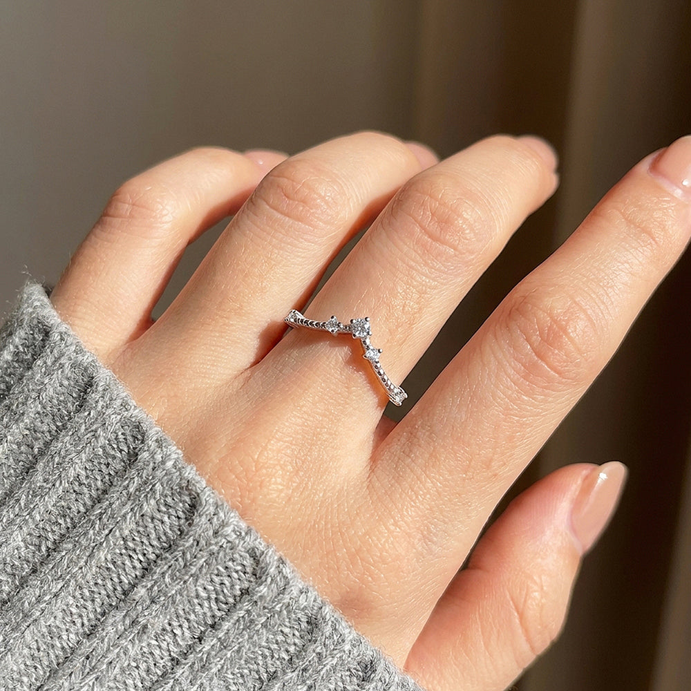 Chevron Wishbone Cluster Ring | Moissanite | 925 Sterling Silver | Prm5009
