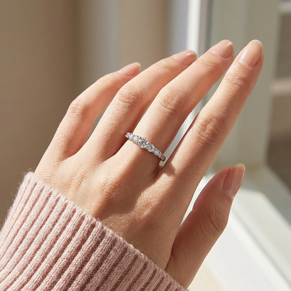 Stacked Stone Moissanite Ring | 925 Sterling Silver | Prm5010
