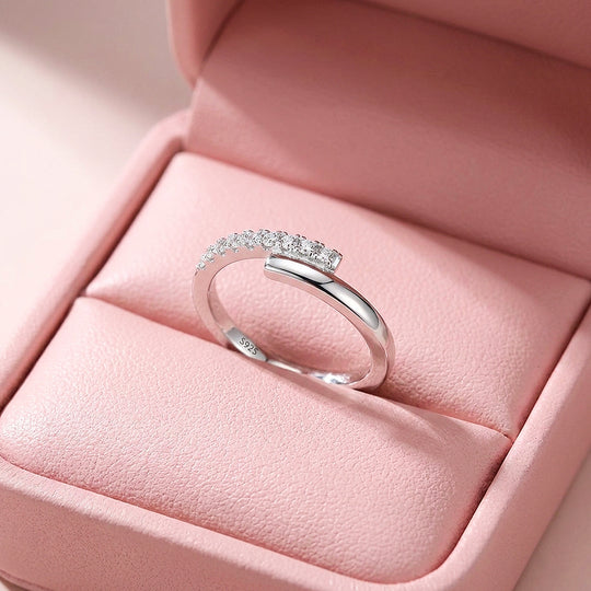 Asymmetric Open Pavé Ring | Moissanite | 925 Sterling Silver | Prm5013