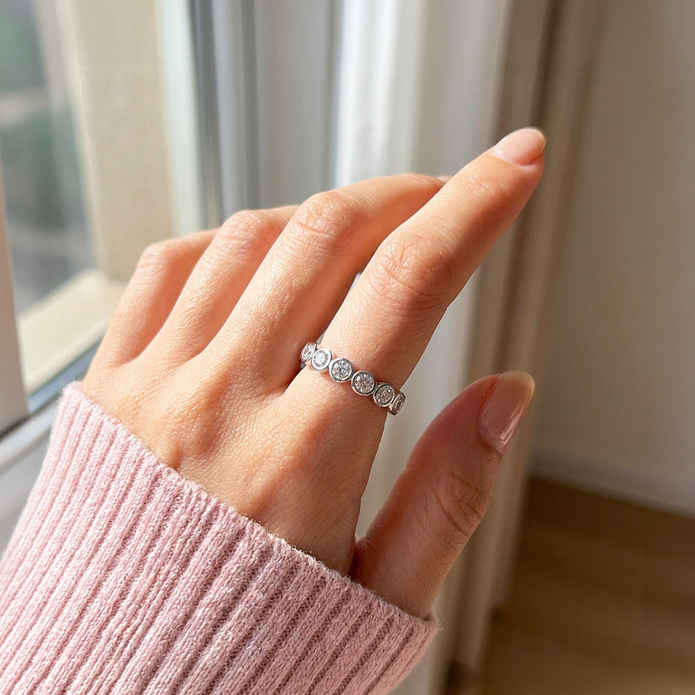 Bubble Bezel Band Ring | Moissanite | 925 Sterling Silver | Prm5014