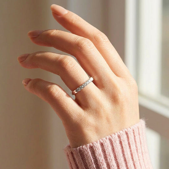 Pavé Front Band Ring | Diamond Simulant | 925 Sterling Silver | Prm5016