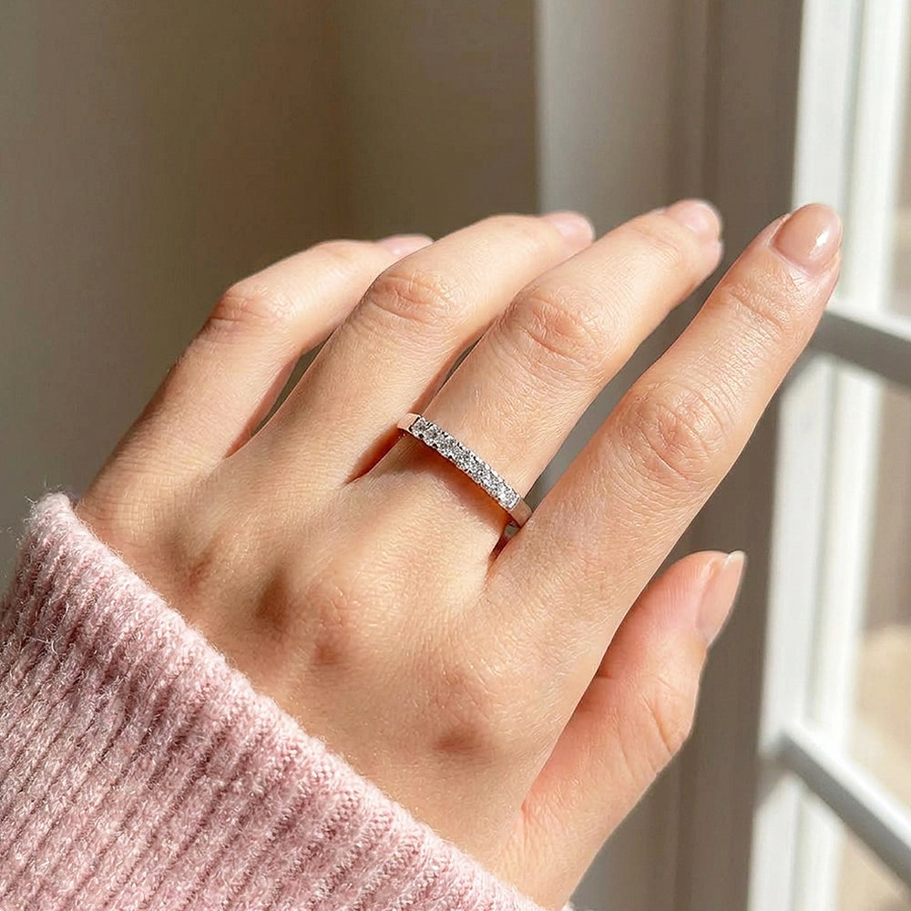 Pavé Front Band Ring | Diamond Simulant | 925 Sterling Silver | Prm5016