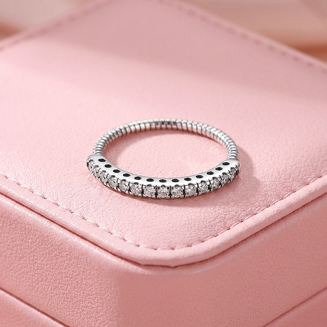 Dainty Pavé Band Ring | Diamond Simulant | 925 Sterling Silver | Prm5023