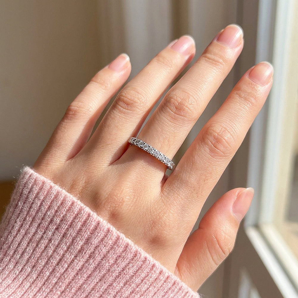 Dainty Pavé Band Ring | Diamond Simulant | 925 Sterling Silver | Prm5023