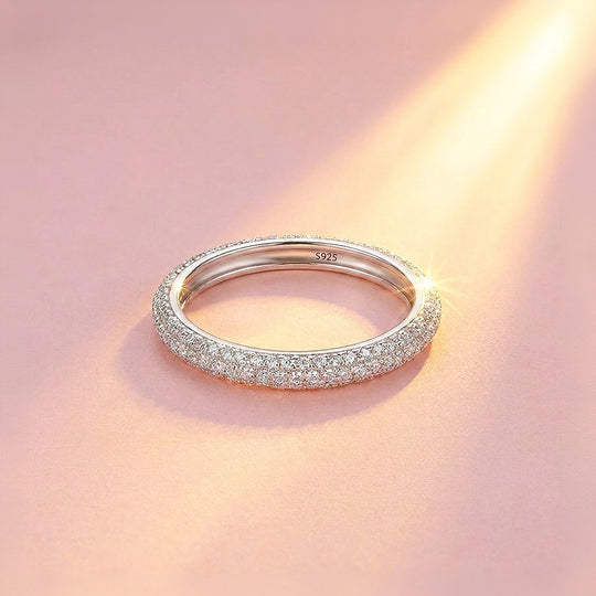 Triple Row Pavé Band Ring | Diamond Simulant | 925 Sterling Silver | Prm5025