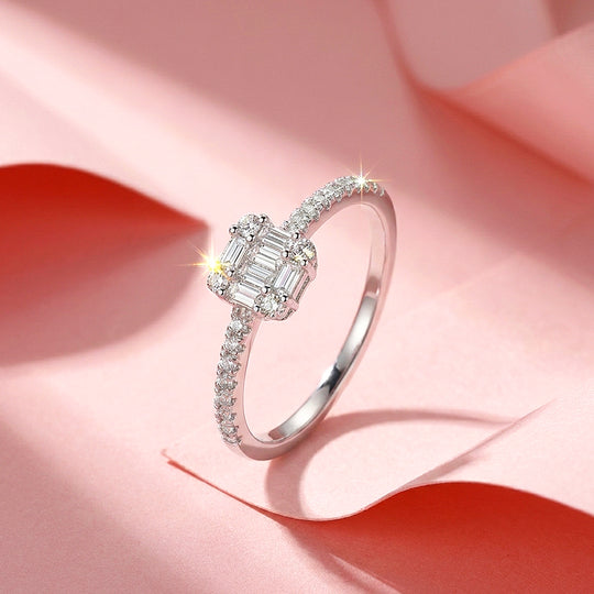 Baguette Cluster Illusion Ring | Diamond Simulant | 925 Sterling Silver | PRM5026