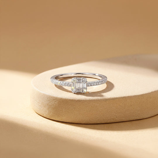 Baguette Cluster Illusion Ring | Diamond Simulant | 925 Sterling Silver | PRM5026