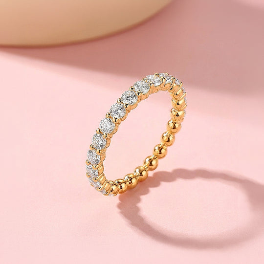 Round Cut Half Eternity Moissanite Gold Women Ring | Prm5039
