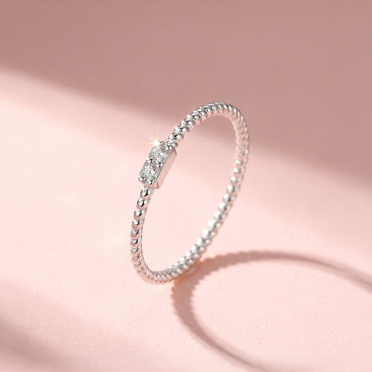 Beaded Bar Moissanite Silver Women Ring | Prm5041