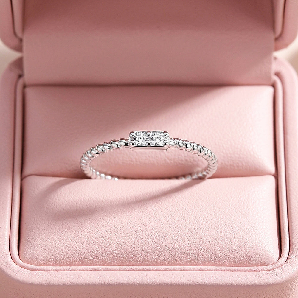 Beaded Bar Moissanite Silver Women Ring | Prm5041