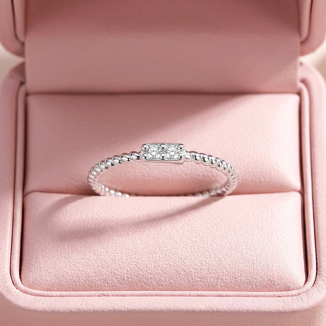 Beaded Bar Moissanite Silver Women Ring | Prm5041