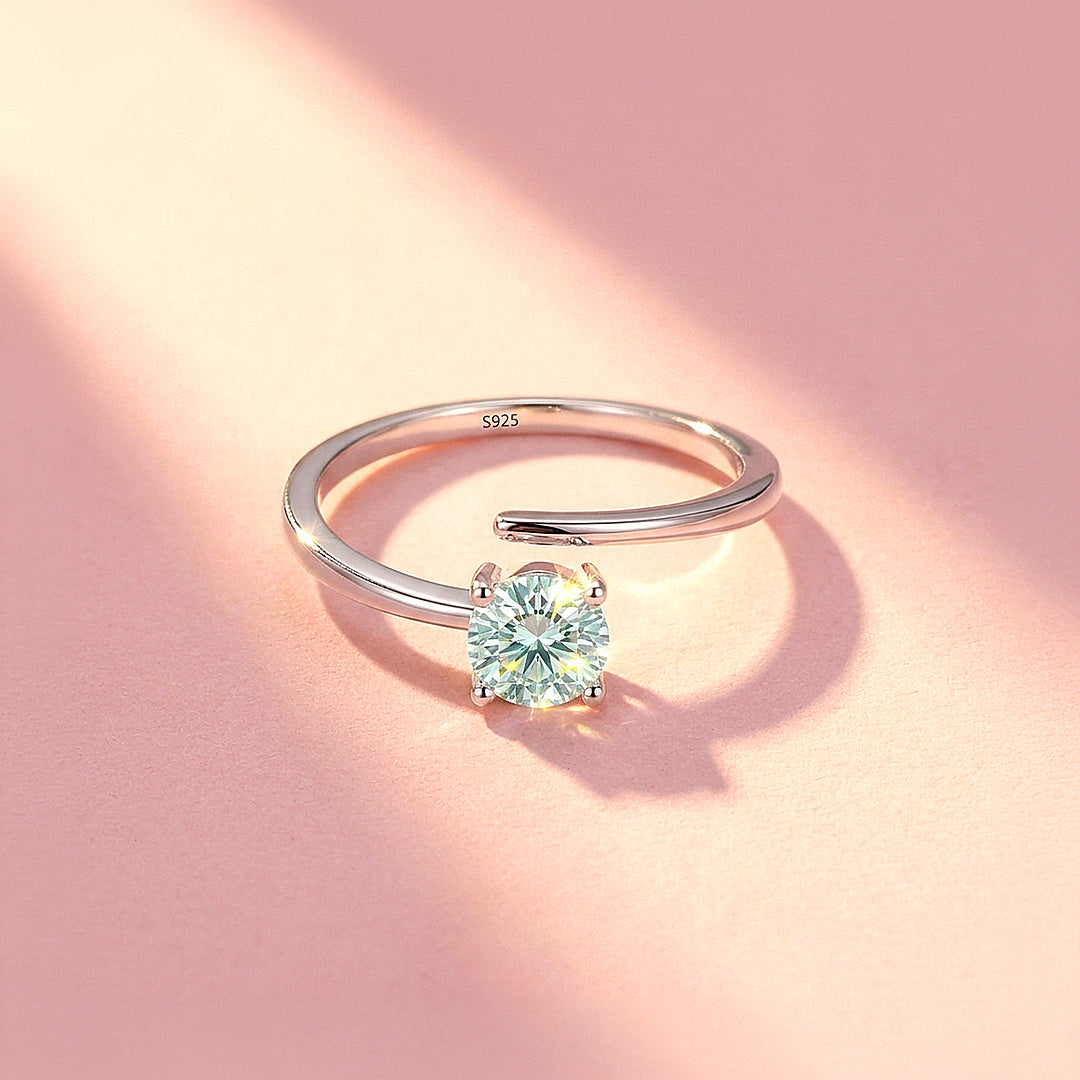 Solitaire Open Wrap Green Moissanite Silver Women Ring | Prm5042
