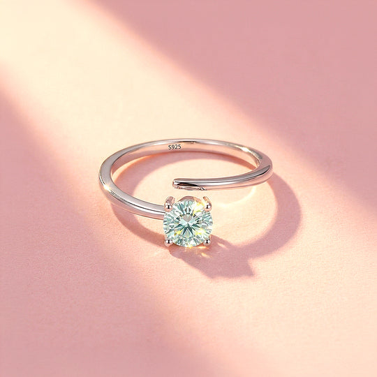 Solitaire Open Wrap Green Moissanite Silver Women Ring | Prm5042