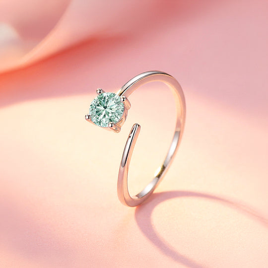 Solitaire Open Wrap Green Moissanite Silver Women Ring | Prm5042