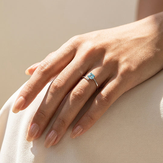 Solitaire Open Wrap Green Moissanite Silver Women Ring | Prm5042