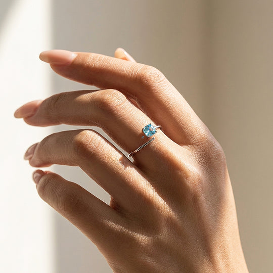 Solitaire Open Wrap Green Moissanite Silver Women Ring | Prm5042