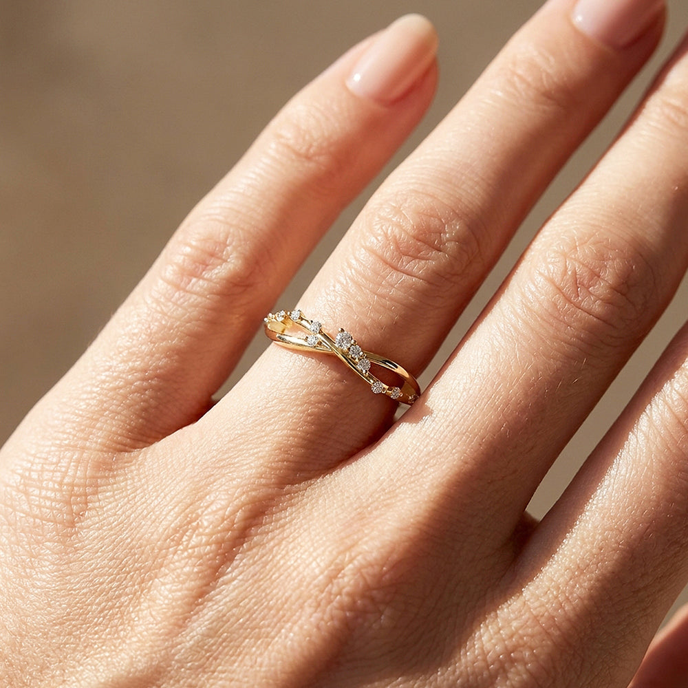 Twisted Moissanite Infinity Band Ring | 925 Sterling Silver | PRM5046