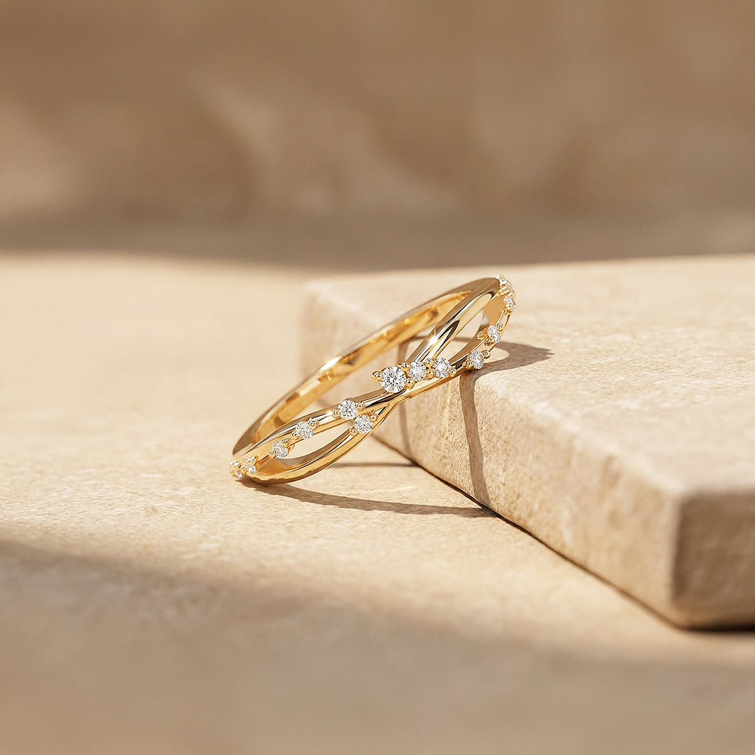 Twisted Moissanite Infinity Band Ring | 925 Sterling Silver | PRM5046