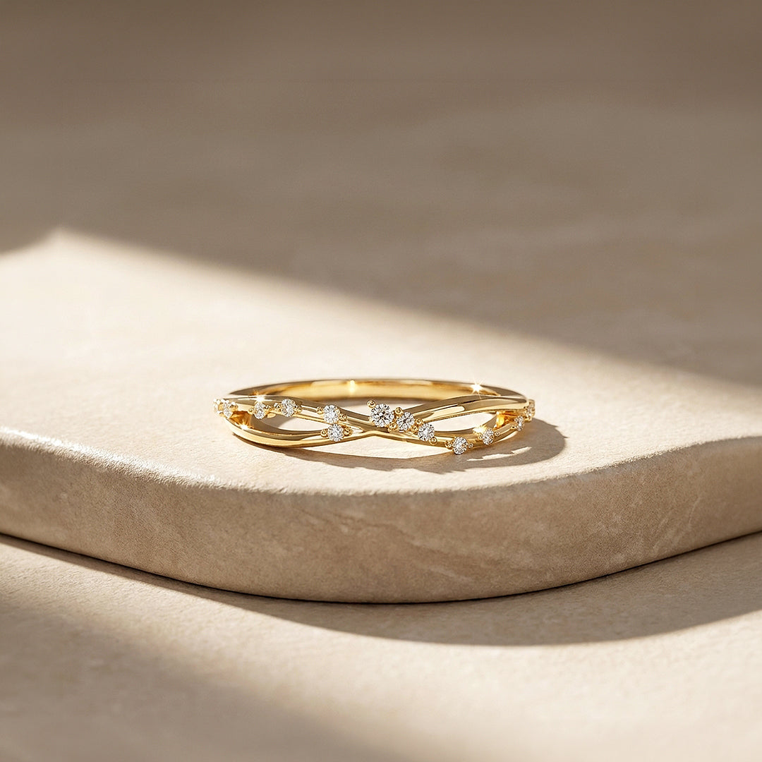 Twisted Moissanite Infinity Band Ring | 925 Sterling Silver | PRM5046