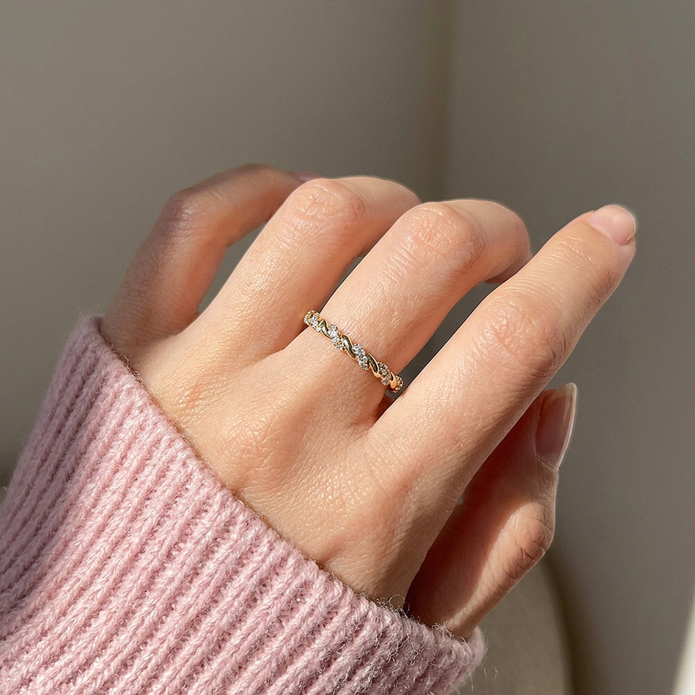 Twisted Moissanite Rope Band Ring | 925 Sterling Silver | PRM5048