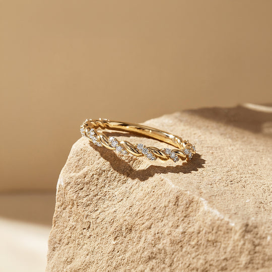 Twisted Moissanite Rope Band Ring | 925 Sterling Silver | PRM5048