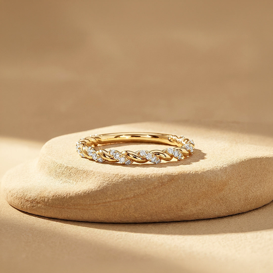 Twisted Moissanite Rope Band Ring | 925 Sterling Silver | PRM5048