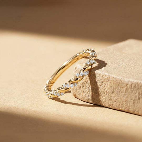 Twisted Moissanite Rope Band Ring | 925 Sterling Silver | PRM5048