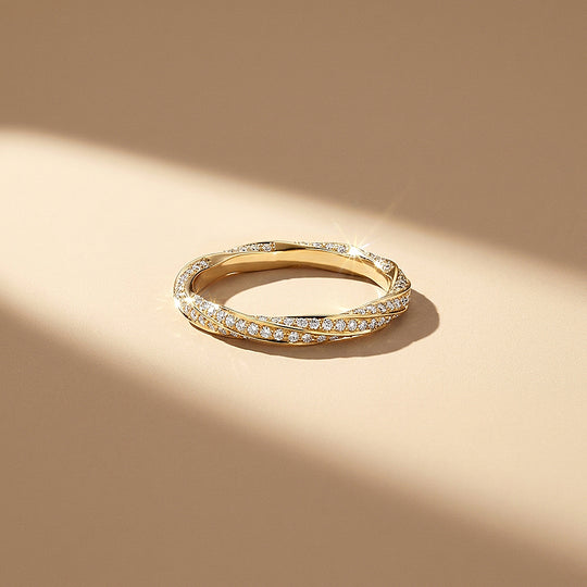 Twisted Moissanite Pavé Eternity Band Ring | 925 Sterling Silver | PRM5050