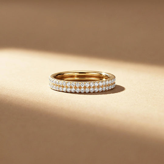 Double-Layer Moissanite Eternity Band Ring | 925 Sterling Silver | PRM5051