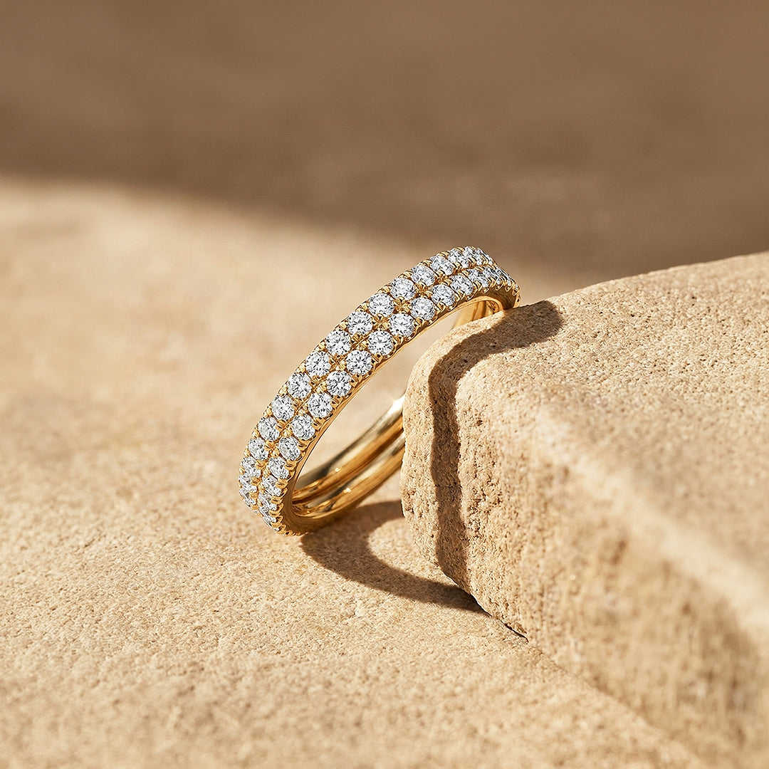 Double-Layer Moissanite Eternity Band Ring | 925 Sterling Silver | PRM5051