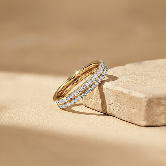 Double-Layer Moissanite Eternity Band Ring | 925 Sterling Silver | PRM5051