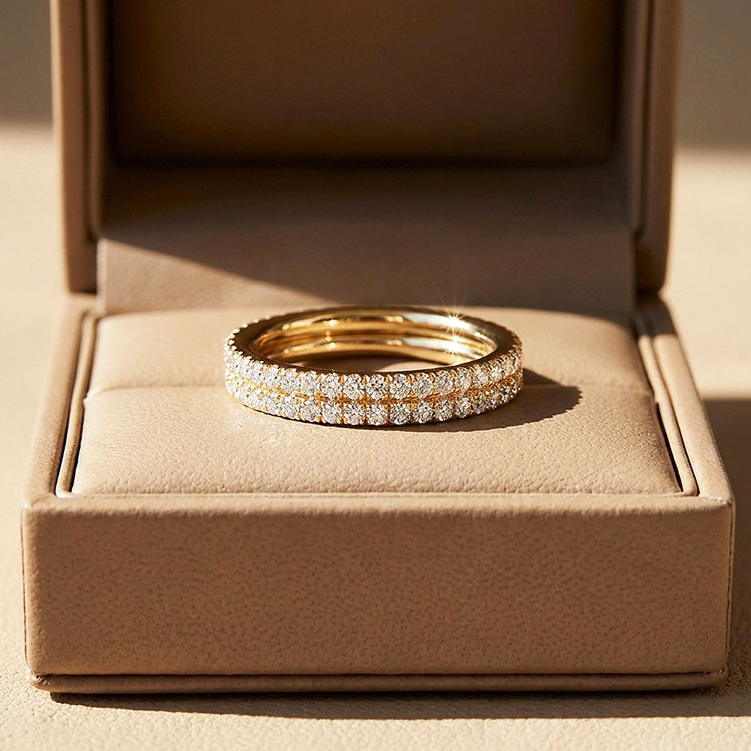 Double-Layer Moissanite Eternity Band Ring | 925 Sterling Silver | PRM5051