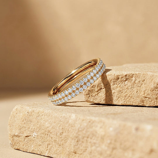 Double-Layer Moissanite Eternity Band Ring | 925 Sterling Silver | PRM5051
